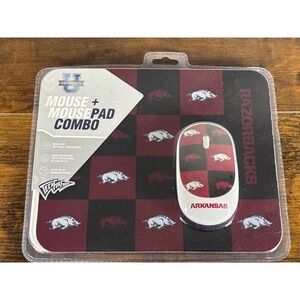 Arkansas Razorbacks Wireless Mouse and Mousepad Combo SOAR NCAA-MMP3-AR Red Blk